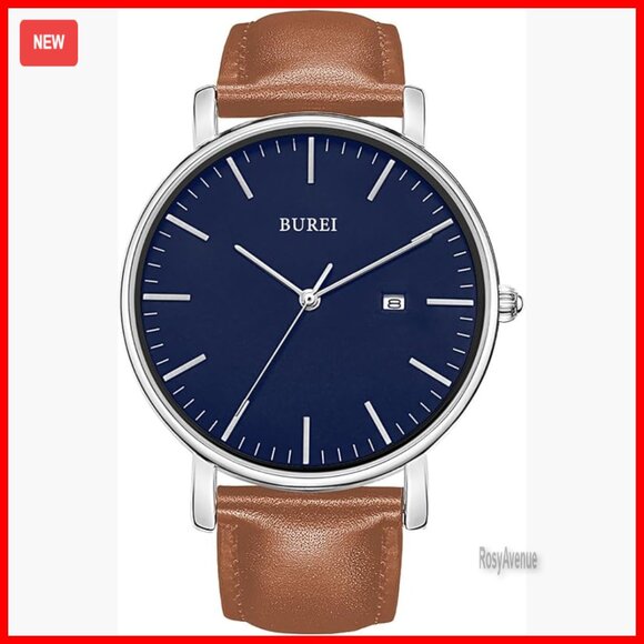 Men's Minimalist Leather Watch Ultra Thin Waterproof Quartz Stainless Steel